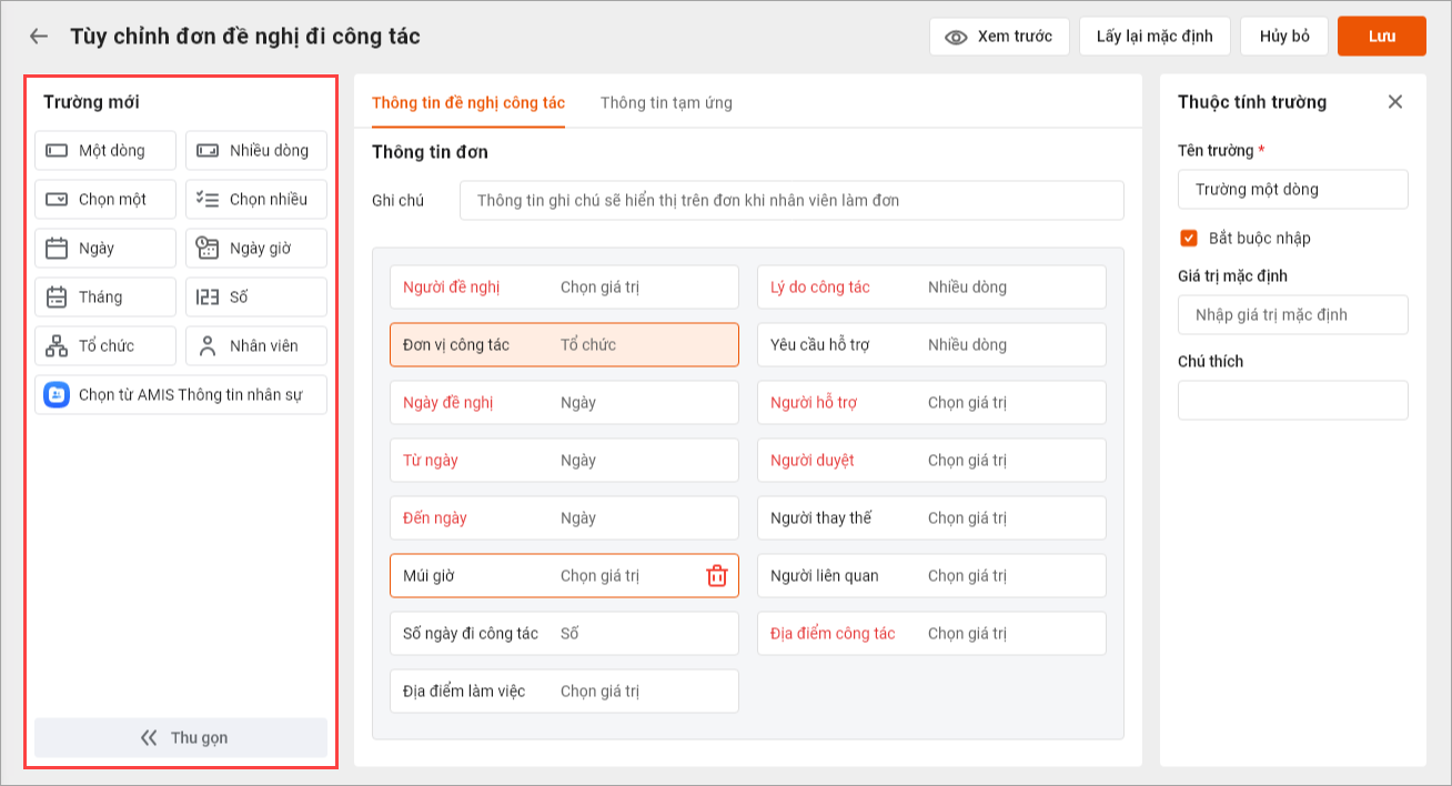 Thêm trường mới